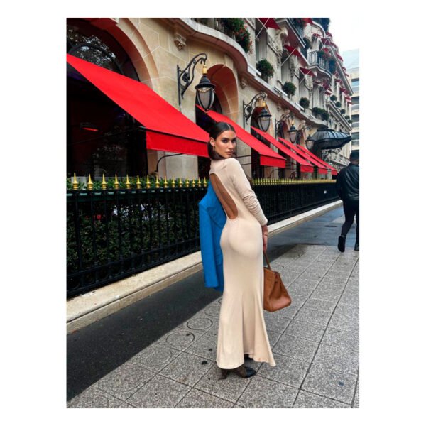 Beige Alizée Midi Dress - Image 4