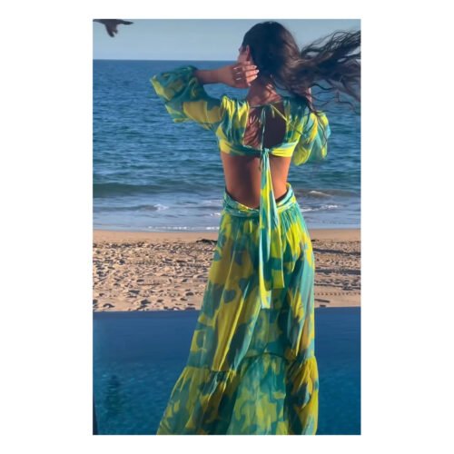 Amazing Lime Blue Beach Dress - Image 2
