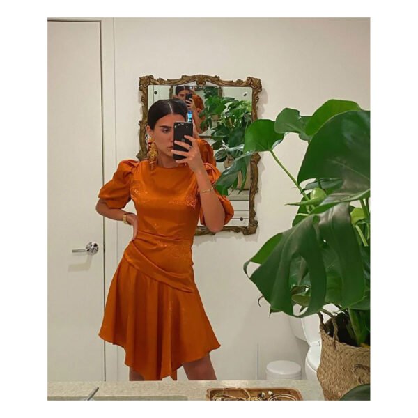 Asymetric Caramel Dress - Image 2