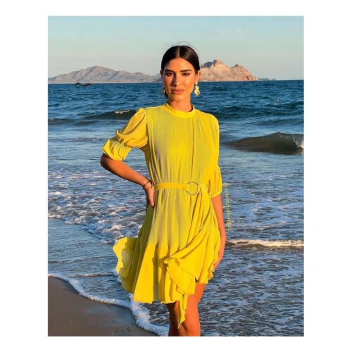 Avila Yellow Mini Dress - Image 2