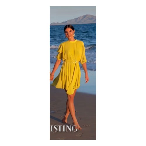Avila Yellow Mini Dress - Image 3