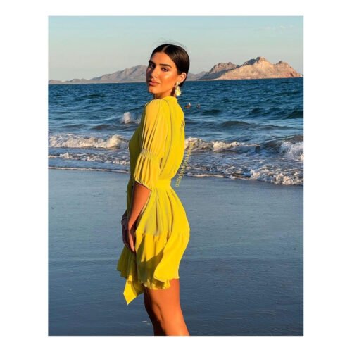 Avila Yellow Mini Dress - Image 4