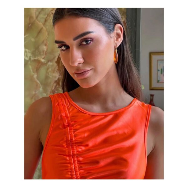 Hortencia Bright Orange Dress - Image 4
