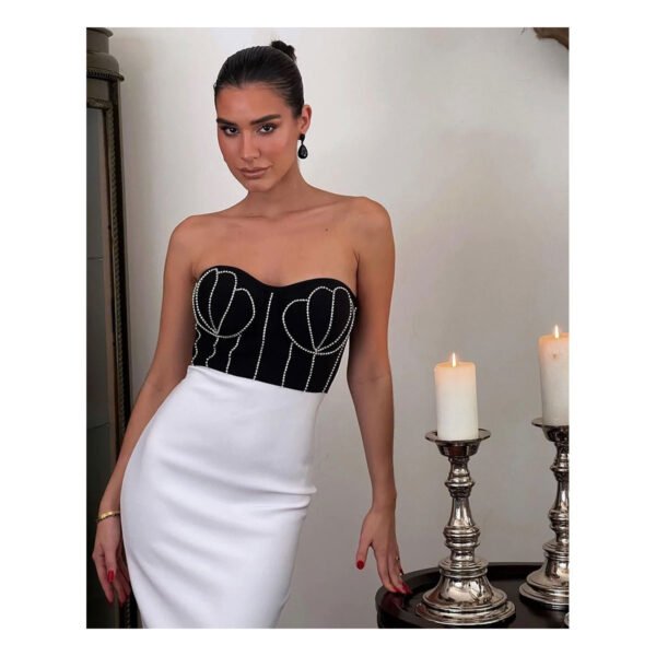 Juliette White-Black Dress - Image 3