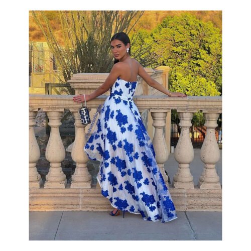 Rosalia White & Blue Dress - Image 5
