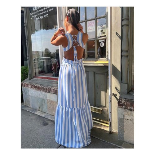 Wave White & Blue Dress - Image 6