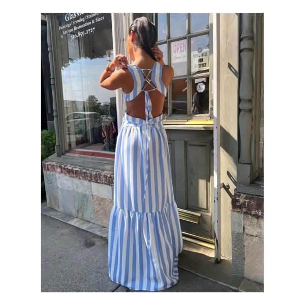 Wave White & Blue Dress - Image 6