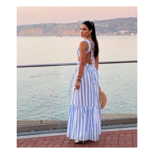 Wave White & Blue Dress - Image 2