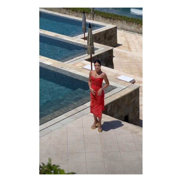 Layla Red Midi Dress - Image 2