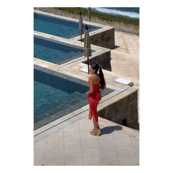 Layla Red Midi Dress - Image 3