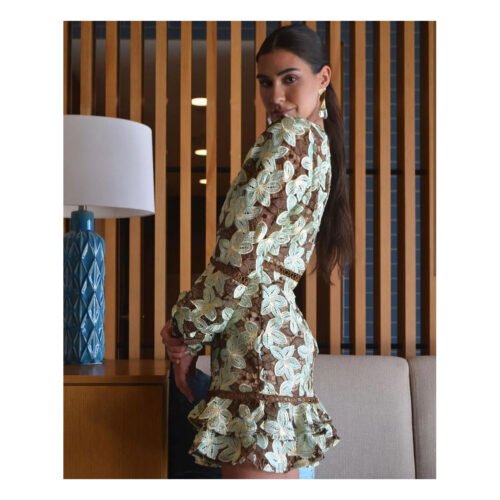 Lola Mint & Coffee Dress - Image 3