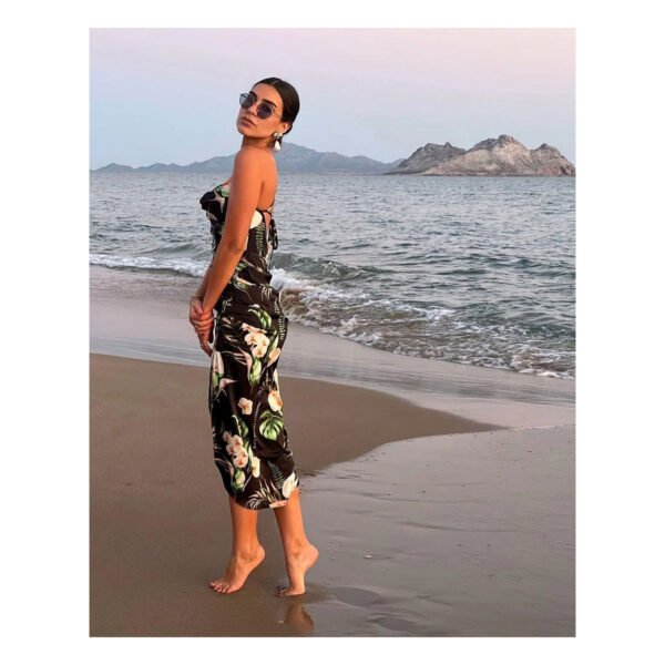 Conca Black and Green Midi Dress - Image 6