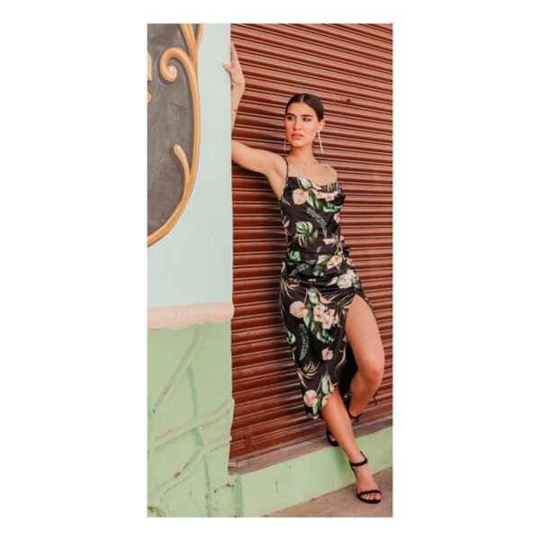 Conca Black and Green Midi Dress