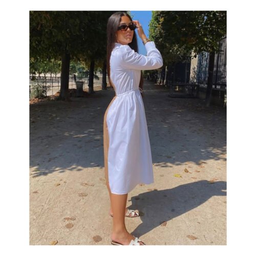 Cotton Double White & Camel Dress - Image 2