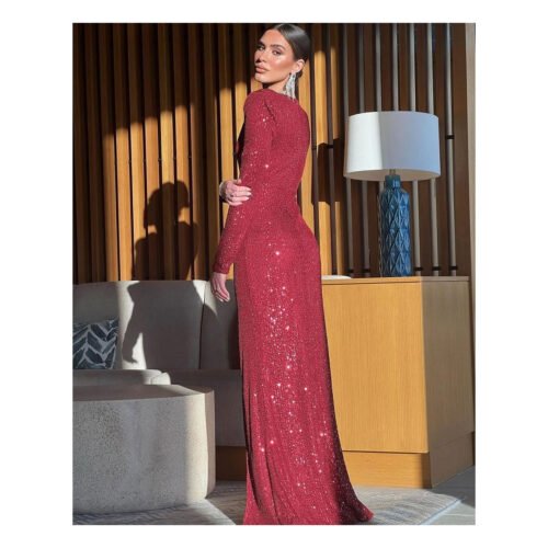 Giselle Sequin Wine Dress - Image 3