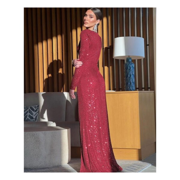Giselle Sequin Wine Dress - Image 3