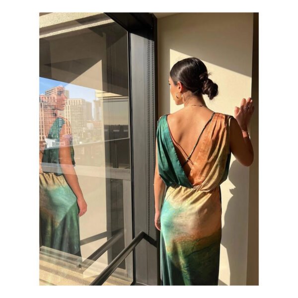Donata Green & Brown Dress - Image 2