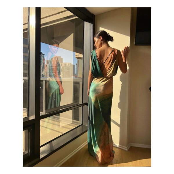 Donata Green & Brown Dress - Image 3