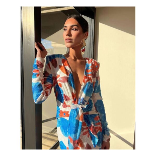 Noemi Orange & Blue Dress - Image 2