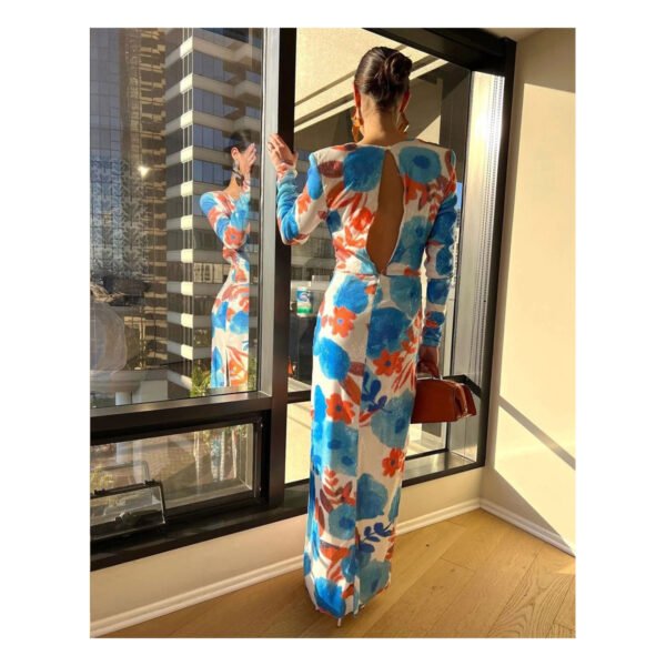 Noemi Orange & Blue Dress - Image 3