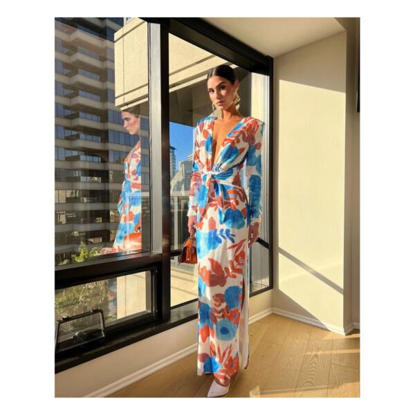 Noemi Orange & Blue Dress