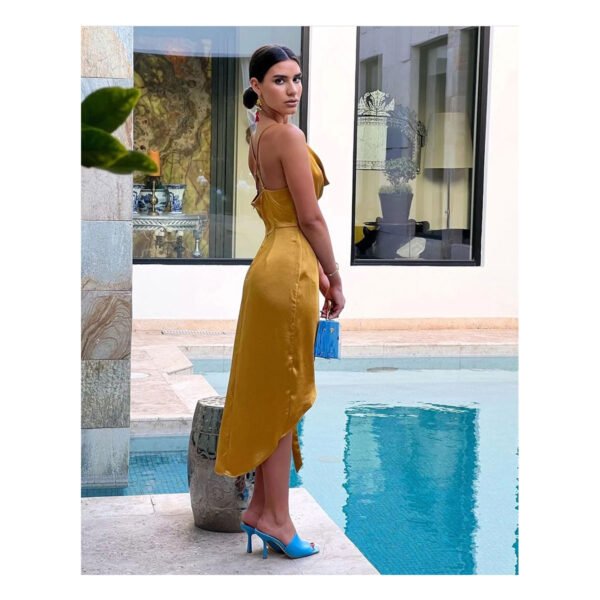 Pepita Mustard Midi Dress - Image 2