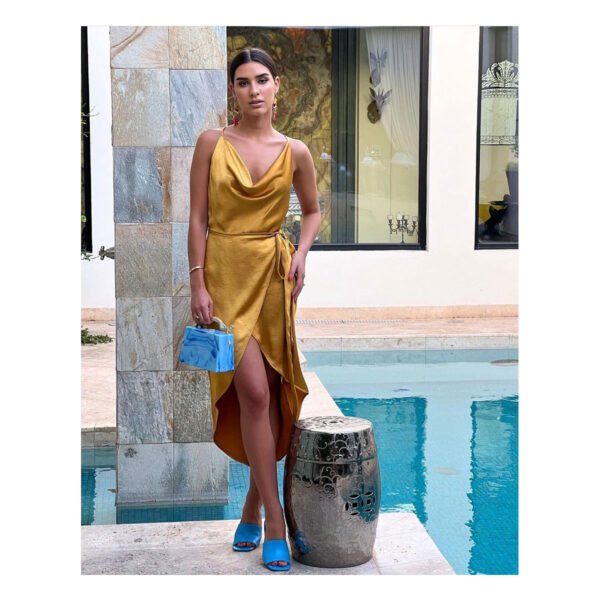 Pepita Mustard Midi Dress