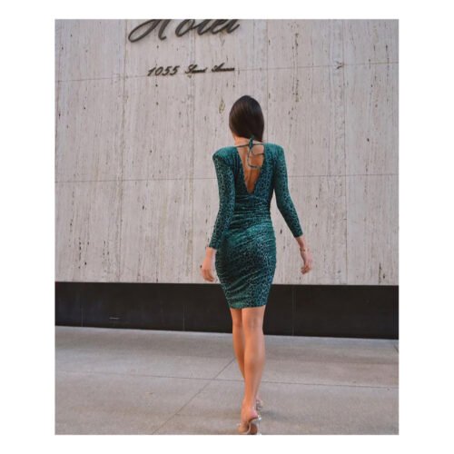 Pine Green Cheetah Mini Dress - Image 3