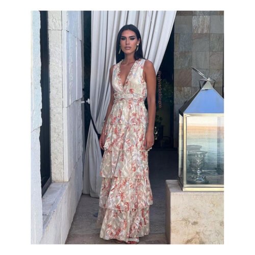 Tenerife Orange & Cream Dress - Image 2