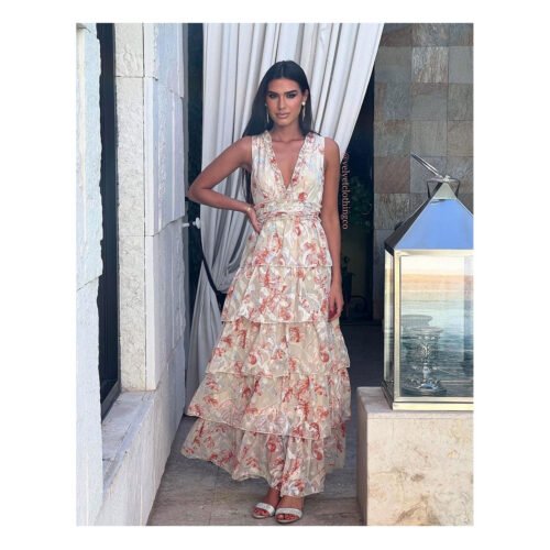 Tenerife Orange & Cream Dress
