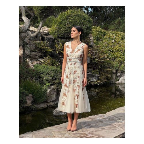 Ekrem Beige Floral Dress - Image 4