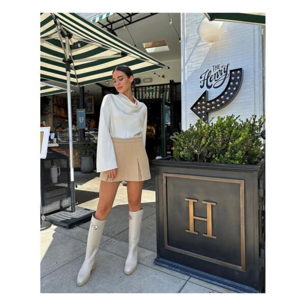 Irma Beige Satin Blouse - Image 2