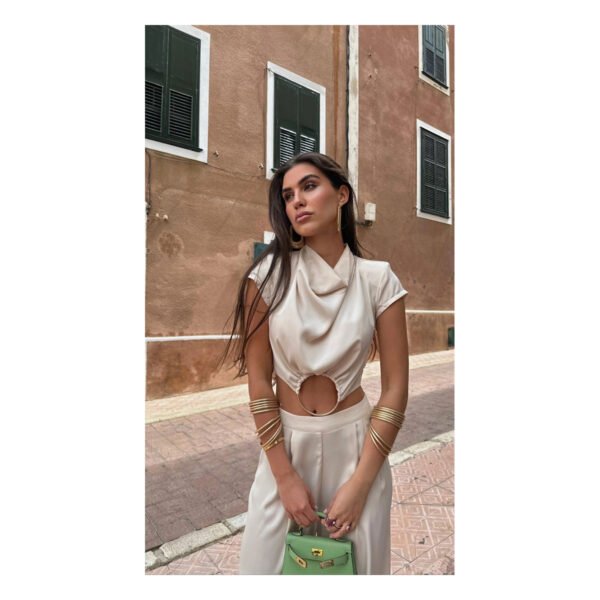 Yvonne Nude Satin Set - Image 2