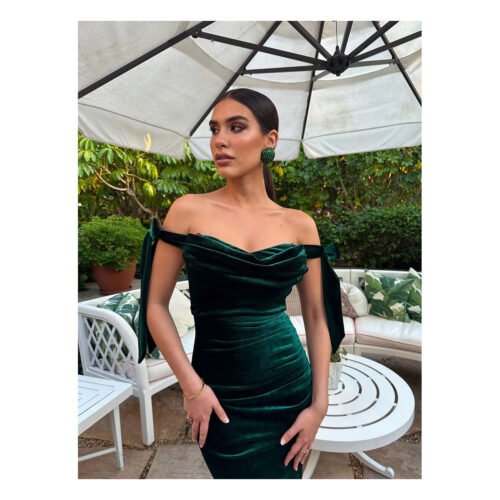 Laisha Green Velvet Dress - Image 2