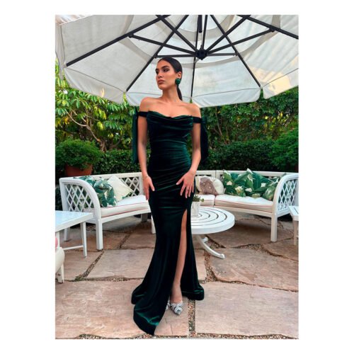 Laisha Green Velvet Dress - Image 4