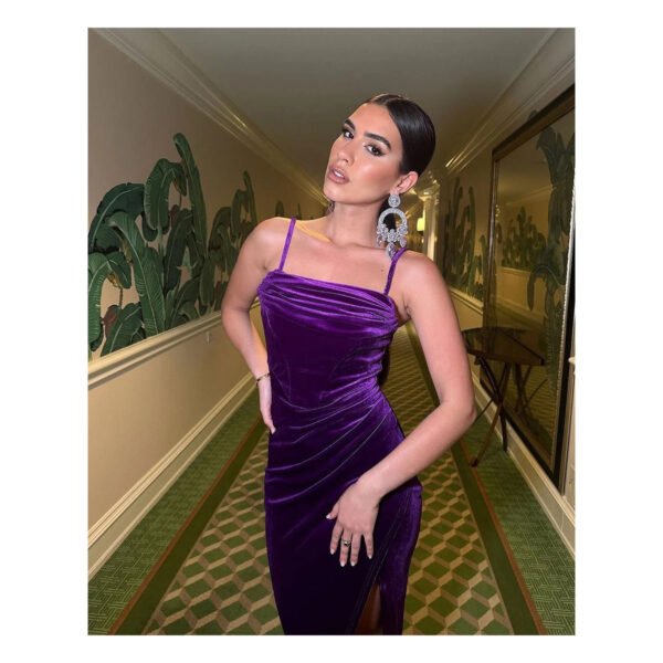 Mardia Purple Velvet Dress - Image 2