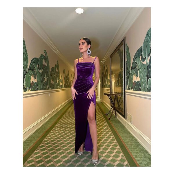 Mardia Purple Velvet Dress - Image 5
