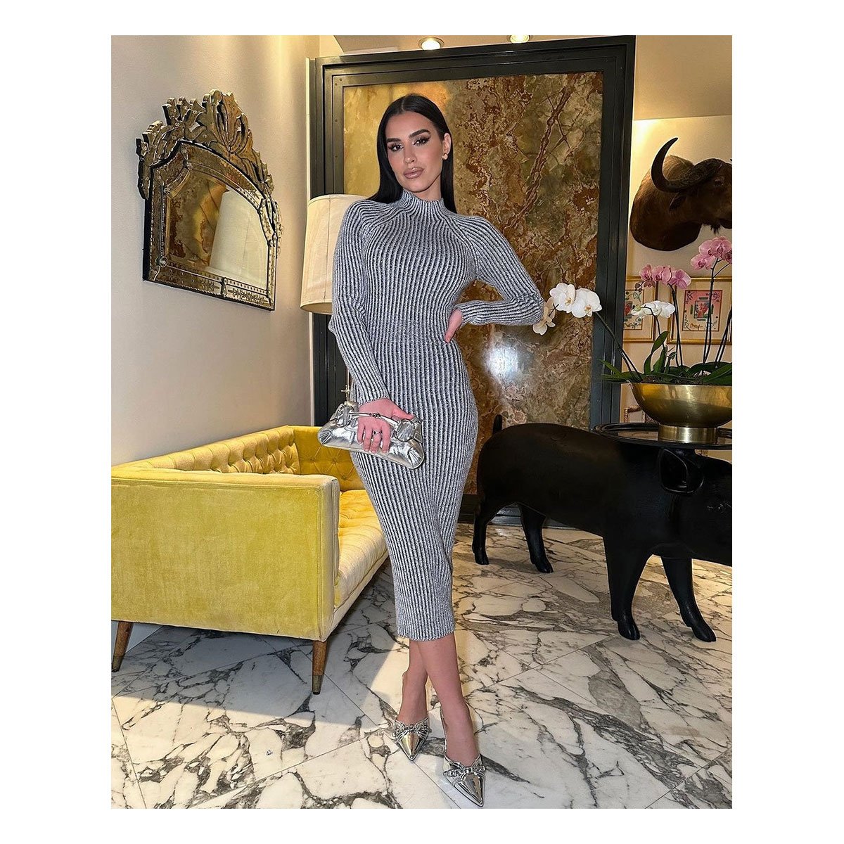 Stace Grey Midi Dress