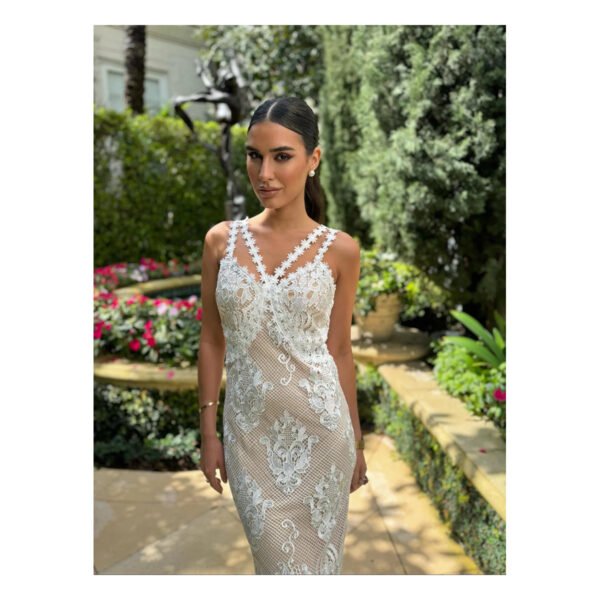 Babie White & Nude Midi Dress - Image 5