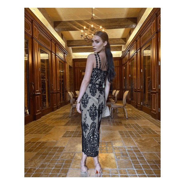Babie White & Nude Midi Dress - Image 4