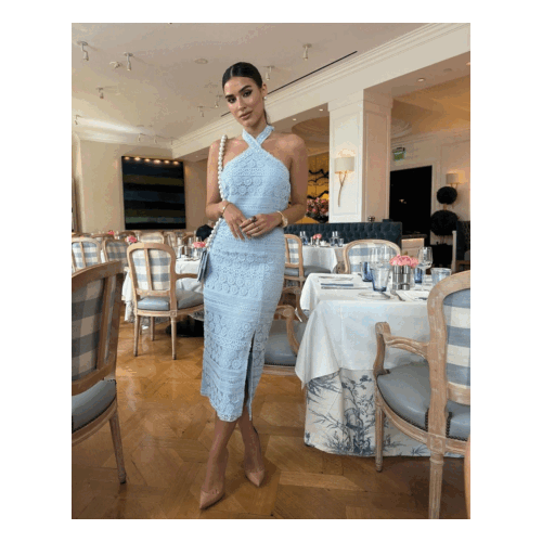 Charissa Baby Blue Lace Midi Dress - Image 2