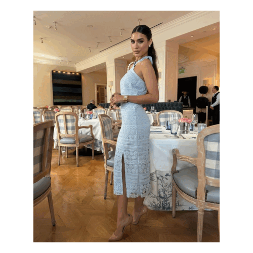 Charissa Baby Blue Lace Midi Dress - Image 4