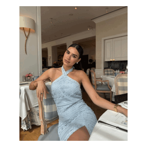Charissa Baby Blue Lace Midi Dress