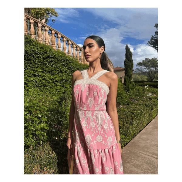 Millie Pink/White Midi Dress - Image 2