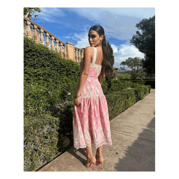 Millie Pink/White Midi Dress - Image 3
