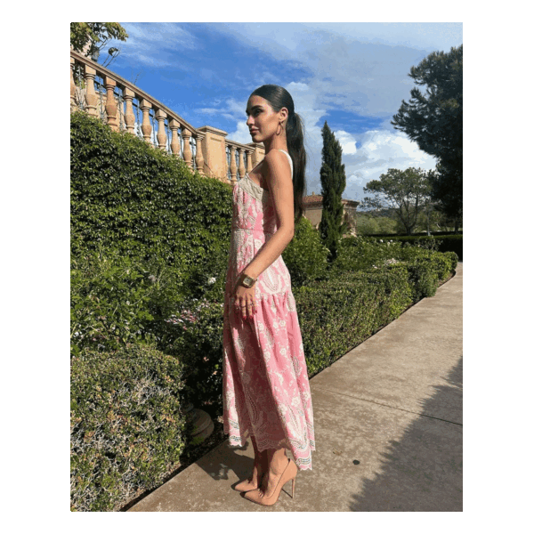 Millie Pink/White Midi Dress - Image 4